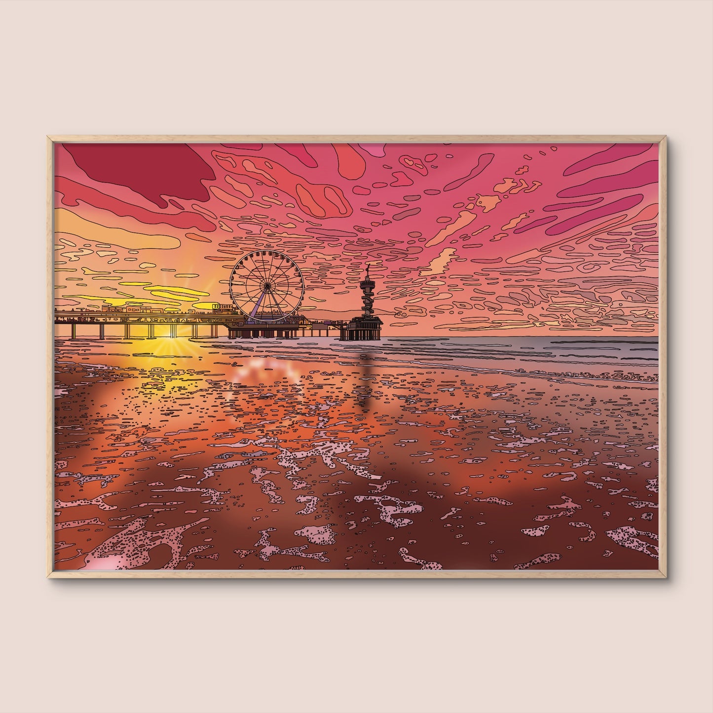'Sunset in Scheveningen, The Netherlands' Print