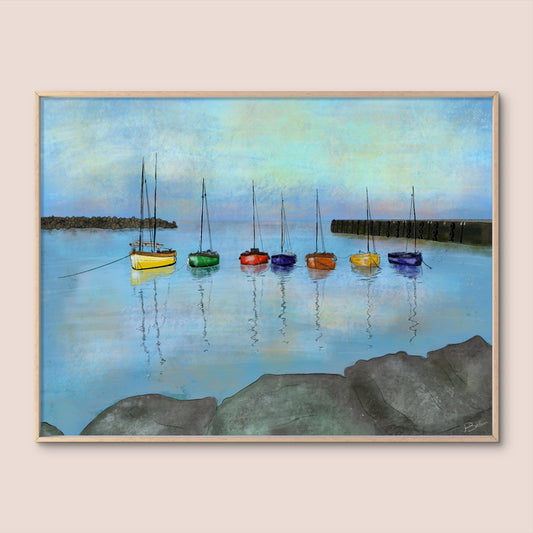 'Boats docked in Port de Lesconil, France' Print