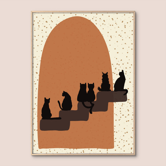 'Cats Gathering at Nightfall' Print