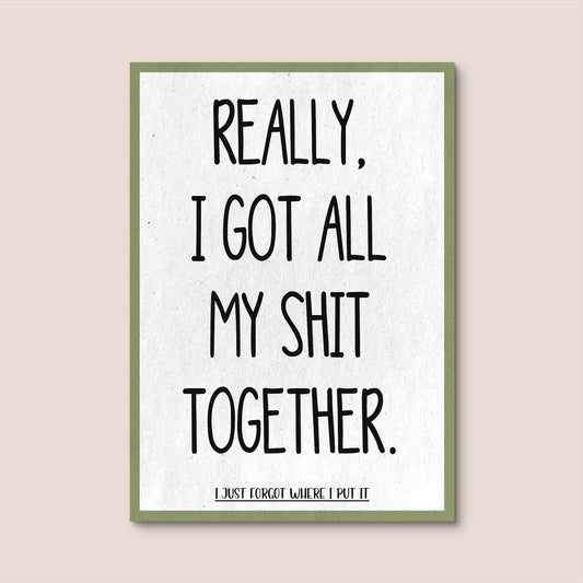‘Having it together’ Postcard